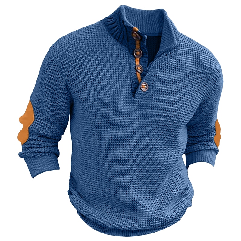 Per uomo Pullover Maglione Maglione in maglia a trecce Maglione con toppe A coste Maglia Standard Lavorato a maglia Liscio Colletto alla coreana Vintage Tenere al caldo Da tutti i giorni Per uscire del 2026 a $34.99 –P5
