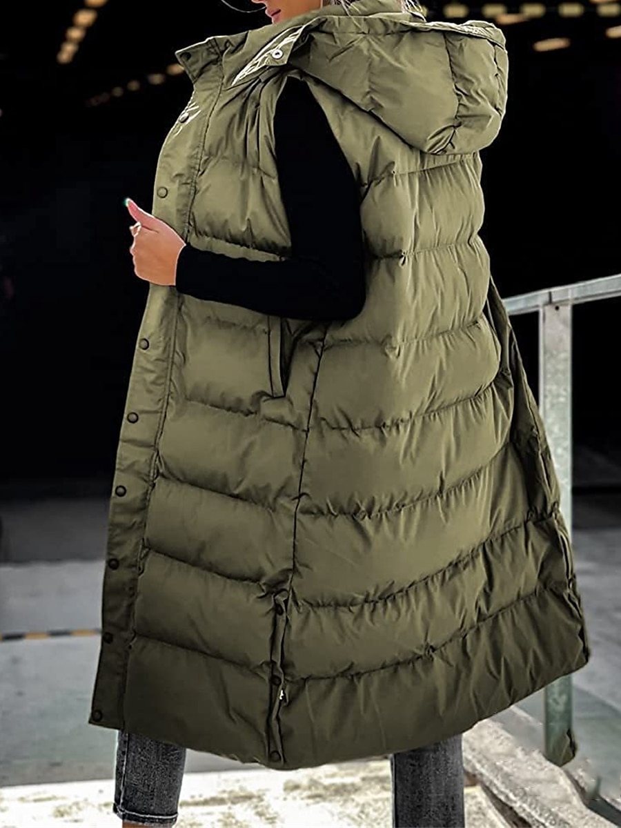 Women's Puffer Vest Long Winter Coat Sleeveless Hooded Jacket Thermal Warm Parka Windproof Gilet Zipper Outerwear Fall 2023 - US $44.99 –P1