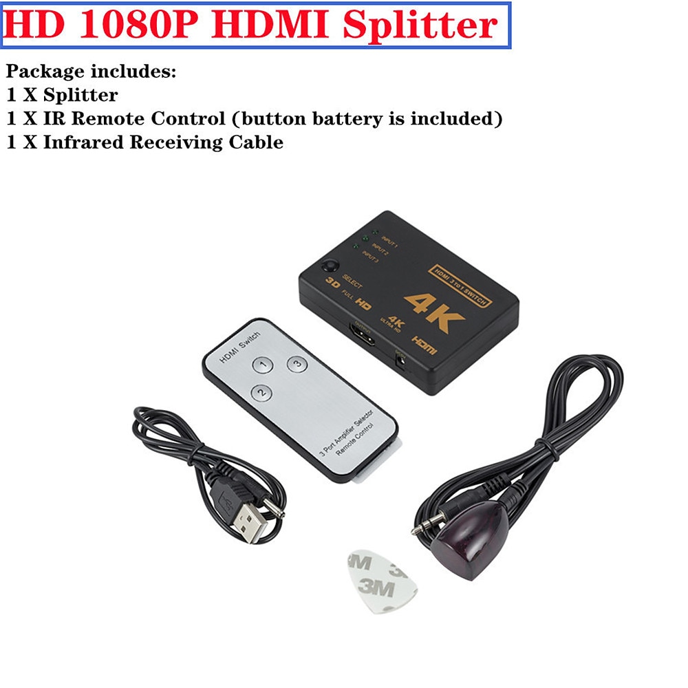 4k 2k 3x1 кабельный разветвитель hdmi адаптер видеопереключателя hd 1080p 3 входа 1 выходной порт HDMI-концентратор для xbox ps4 dvd hdtv ПК ноутбук ТВ 2025 - $15.99 –P5