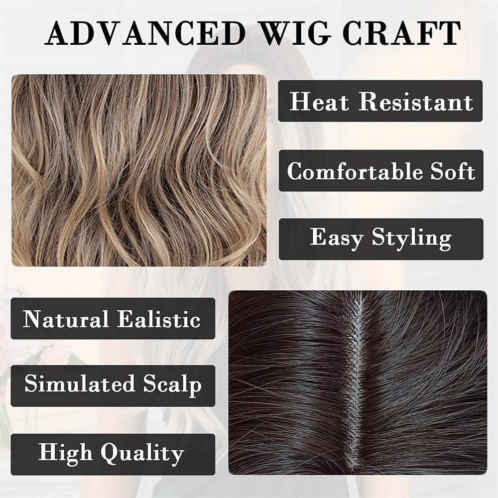 lange ombre wit blond golvend pruiken voor vrouwen natuurlijke synthetisch krullende pruik hittebestendige vezel pruiken voor dagelijks cosplay kerstfeest pruiken 2026 - $31.99 –P8