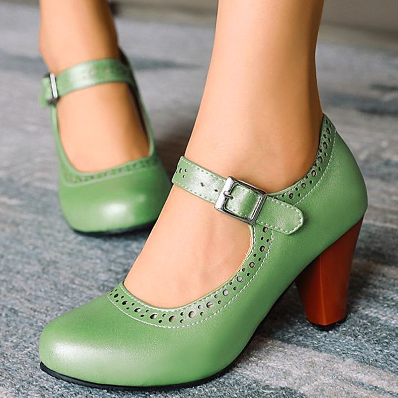 Women's Vintage Brown Mary Jane Pumps with Buckle Strap and Block Heel - Perfect for Office and Casual Wear 2025 - $54.99 –P2