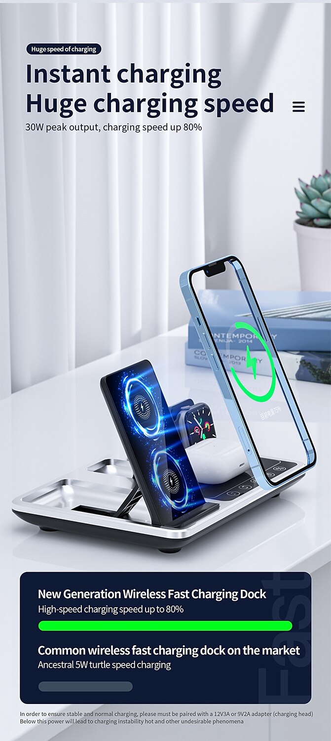 Wireless Charger 30W Output Power Wireless Charging Station Foldable Charging Station CE Certified Fast Wireless Charging MagSafe 4 in 1 For Compatible with any wireless charging enabled devices 2025 - $65.99 –P7