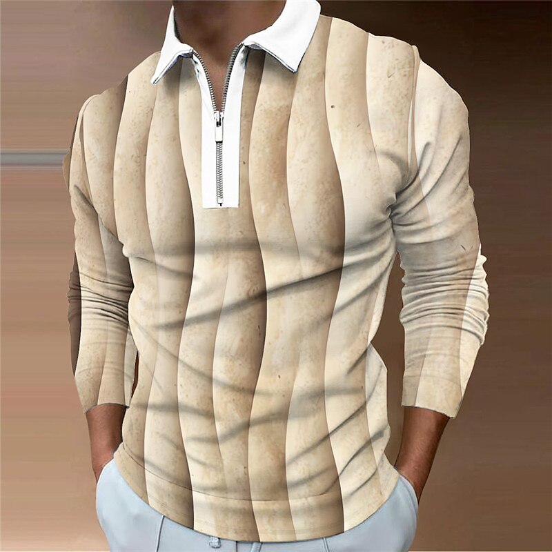 Hombre Geométrico Camisetas polo con cremallera Camiseta de golf Manga Larga Camisas de polo Camisas con cuello Casual Ropa de vacaciones Ropa formal Ropa de festival Impresión 3D Polo con cremallera 2026 - $25.99 –P3