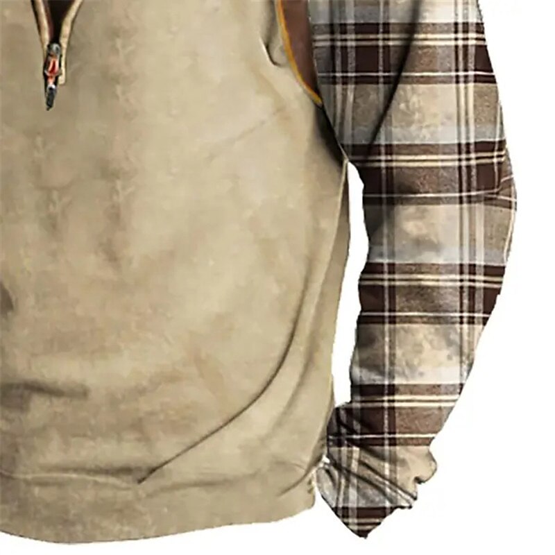 Per uomo Felpa Felpa con cerniera a un quarto Bianco Cachi mezza cerniera A quadri Color Block Collage Sportivo Giornaliero Per eventi Streetwear Informale Vello sottile Autunno inverno Abbigliamento del 2025 a $24.99 –P4