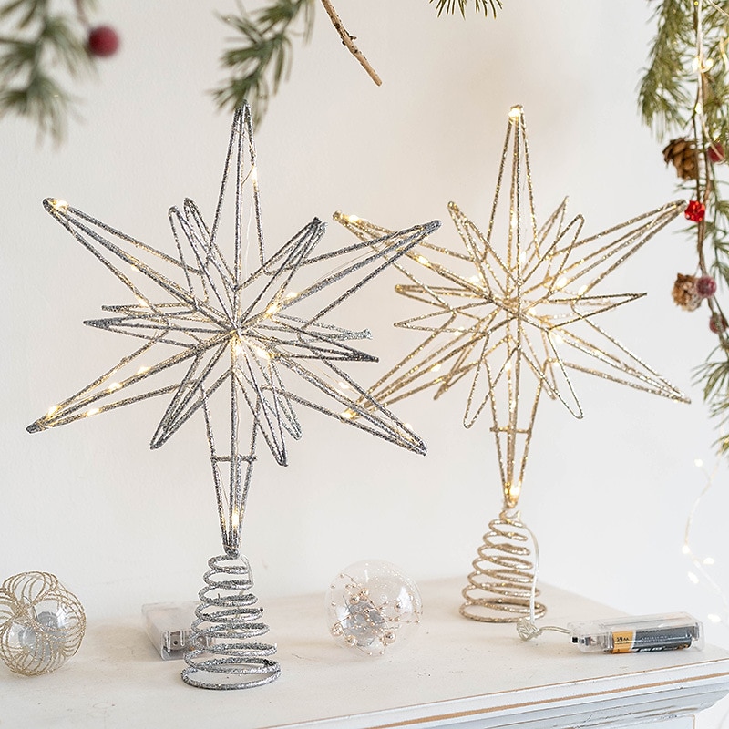 Christmas Decoration Christmas Iron Tree Top Star Christmas Tree Glowing Star Five-p\Pointed Star Decoration Pendant 2025 - CAD $25.99 –P4