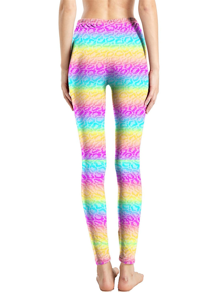 Women's Leggings Active Fashion Full Length High Waist Leopard Gradient Snake Print Elastic Waist Print Breathable Soft Comfortable Micro-elastic Outdoor Vacation Home Leopard Print 0358 blue and 2025 - $13.99 –P29