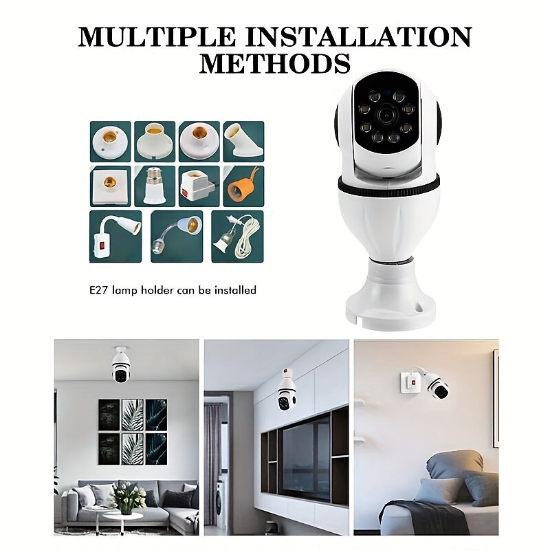 5G WIFI Surveillance 360 Rotate Auto Tracking Panoramic Camera Wireless E27 PTZ Camera CCTV IR Night Vision Motion Detection Two-Way Audio 2025 - $49.99 –P5