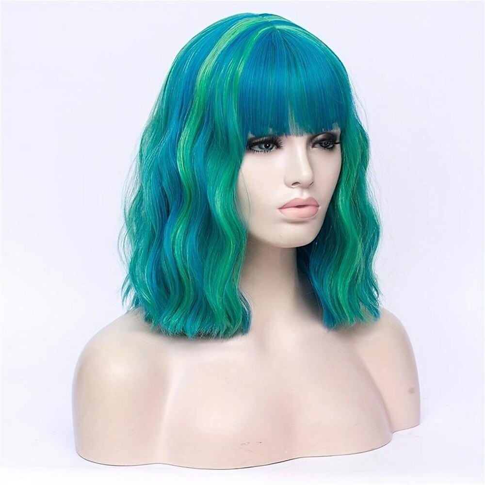 zvýraznění krátká kudrnatá vlnitá bobová paruka syntetická paruka s ofinou anime cosplay paruka na halloweenskou cosplay party paruky na vánoční večírek 2025 - $18.99 –P7
