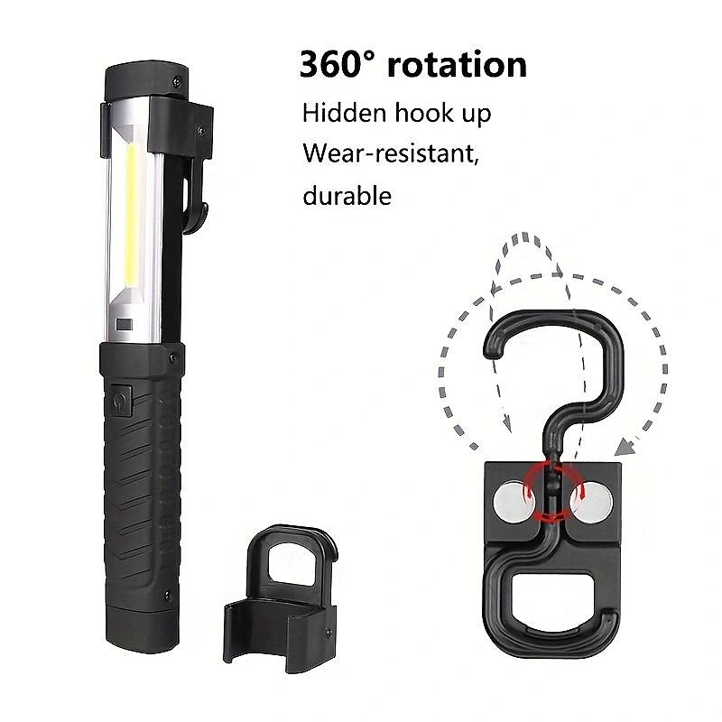 bærbar magnetisk led arbeidslys for utendørs og bilreparasjon - sterk og multifunksjonell med nødlommelykt 2025 - $21.99 –P6
