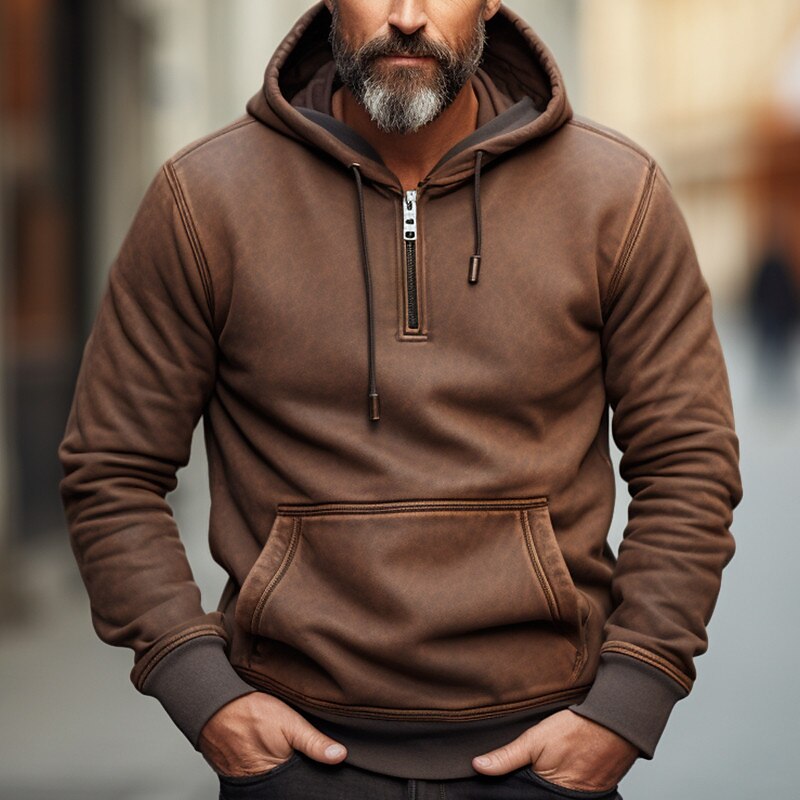 Hombre Sudadera Sudadera con capucha y cremallera de un cuarto Negro Verde Ejército Azul Marino Marrón Con Capucha Plano Bolsillo Deporte Diario Festivos Poliéster Ropa de calle Fresco Casual 2025 - $26.99 –P4