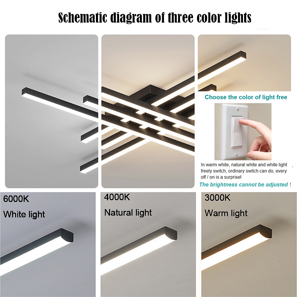 4-Light 6-Light 61/85/120 cm Кластерный дизайн Дизайн линии Геометрические фигуры Потолочные лампы Алюминий Линейные геометрический минималист Окрашенные отделки LED Современное 110-120 2025 - $129.99 –P2