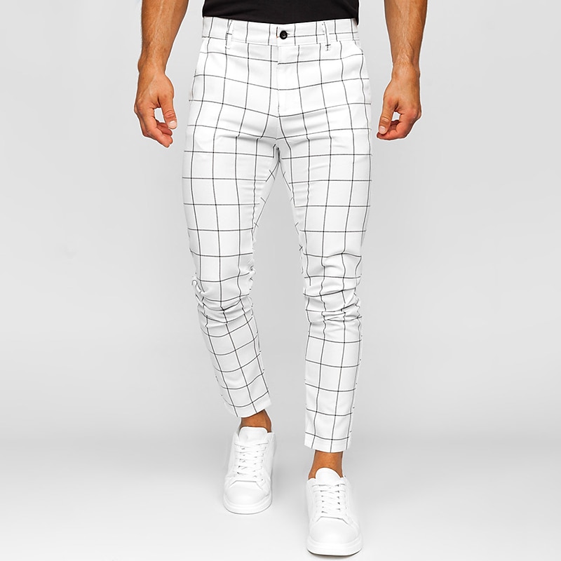 Men's Trousers Chinos Chino Pants Pocket Plaid Comfort Breathable Outdoor Daily Going out Fashion Casual Dark Khaki Black 2025 - $23.99 –P5