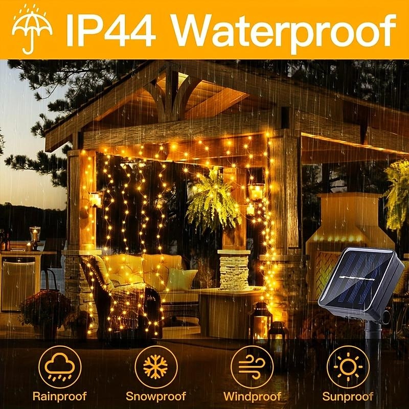 1pc Curtain Light Solar Waterproof Waterfall Fairy Tale Light String, Window Indoor Light for Wedding, Party, Christmas Decorative Light 2026 - $11.99 –P5