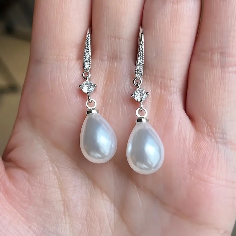 Women's Pearl Drop Earrings Fine Jewelry Classic Precious Stylish Simple Earrings Jewelry White For Wedding Party 1 Pair 2024 - $6.99 –P2