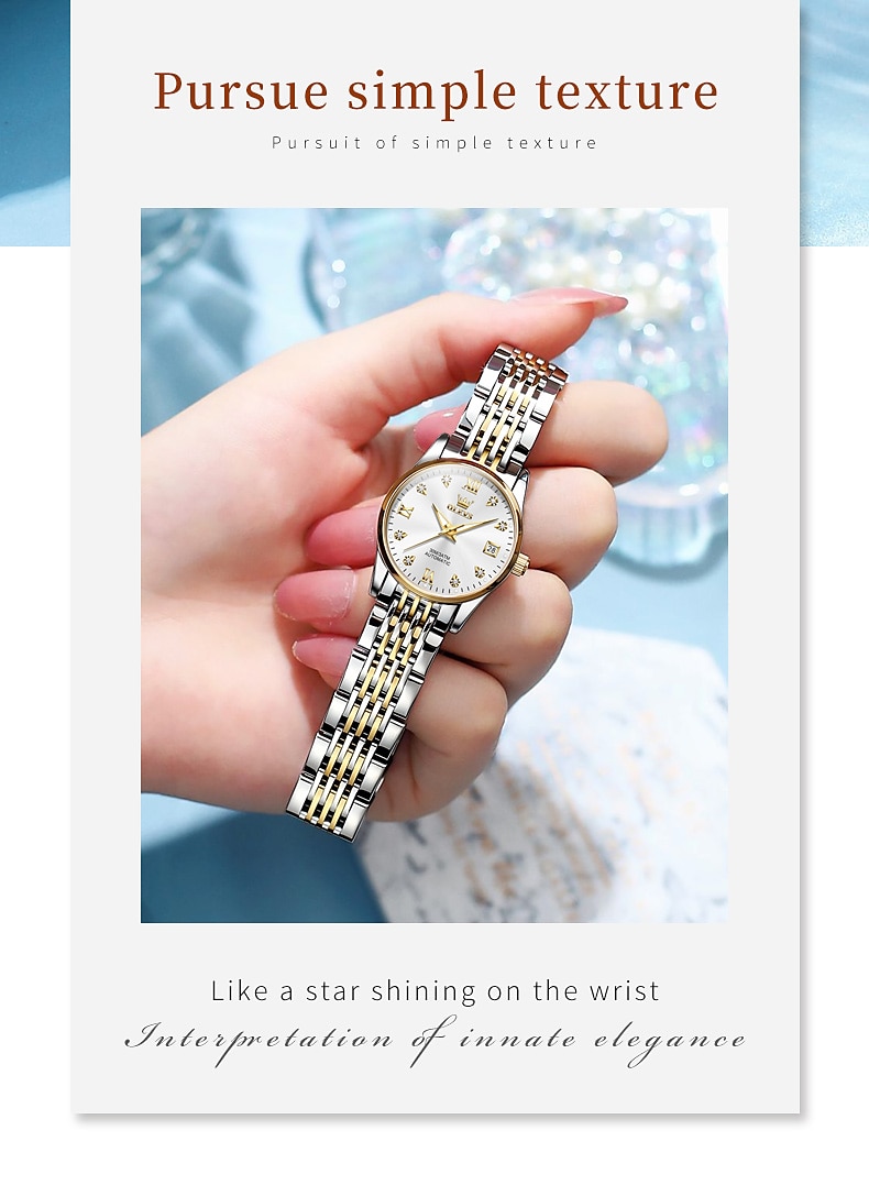 OLEVS 6673 Fashion Business Silver Stainless Steel Women Mechanical Watches Top Brand Luxury Waterproof Automatic Watch 2025 - $104.99 –P4