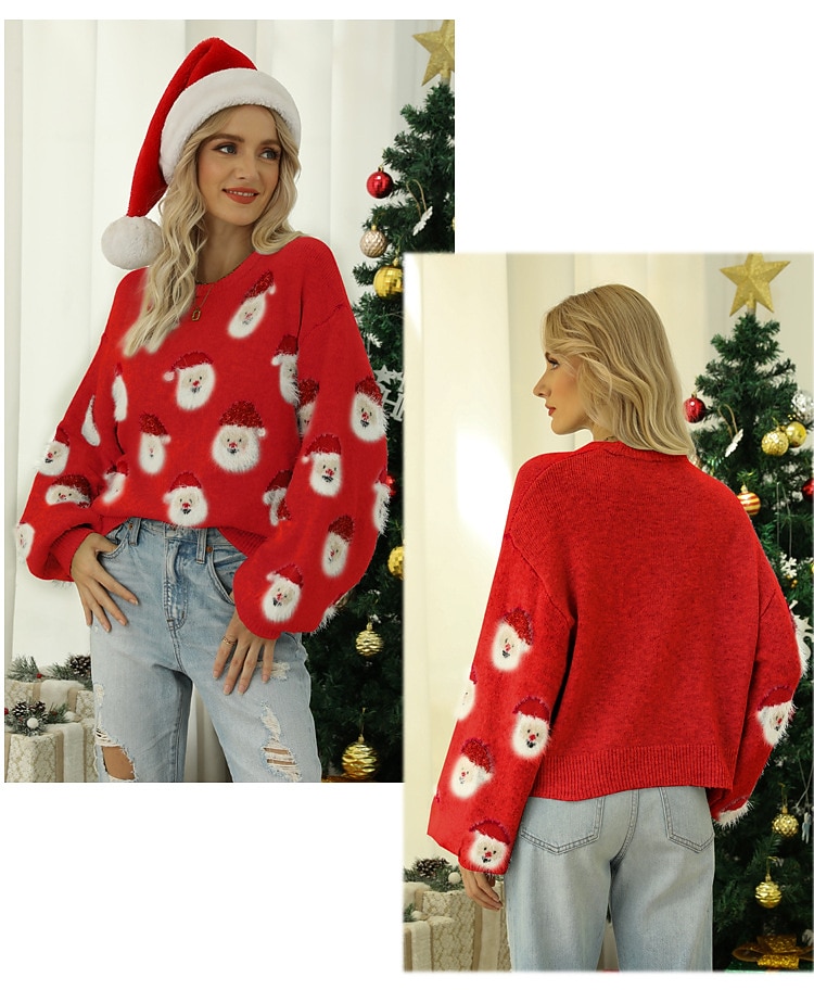 Anime Bischofsärmel Hässlicher Weihnachtspullover Pullover Jumper Weihnachtsmann Lustig für Damen Erwachsene 3D-Druck  für Weihnachten Karneval Neujahr Party Alltagstauglich 2025 - $41.99 –P13