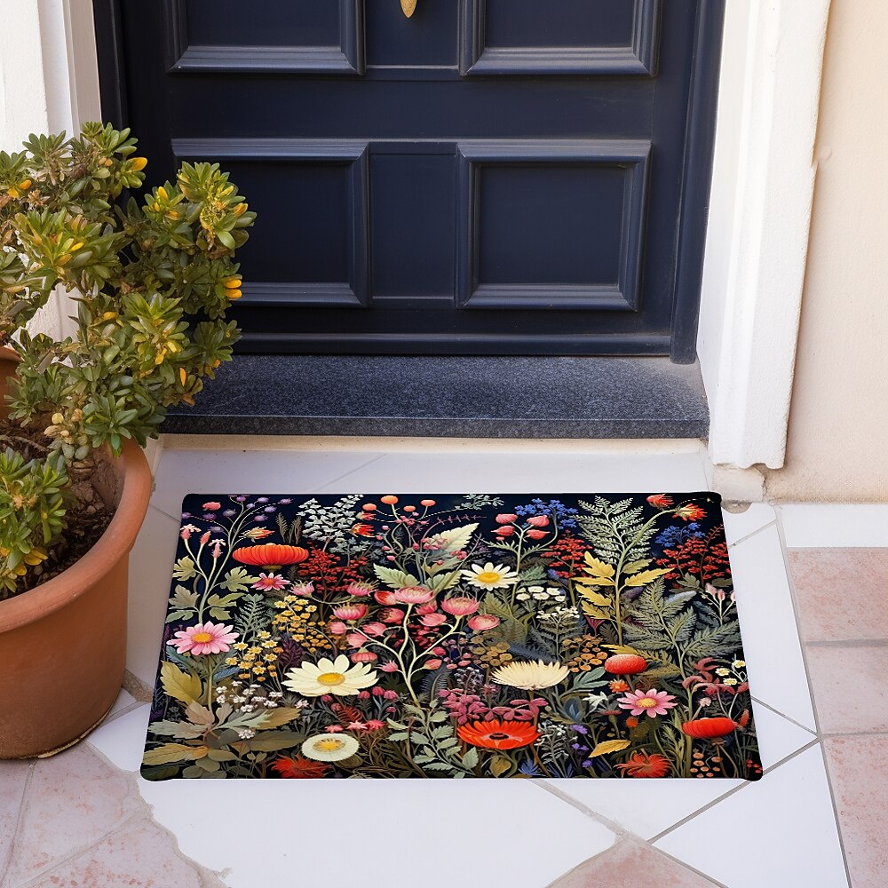 Colorful Floral Doormat Floor Mats Washable Rugs Kitchen Mat Non-Slip Oil Proof Rug Indoor Outdoor Mat Bedroom Decor Bathroom Mat Entrance Rug 2025 - $16.99 –P1