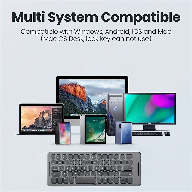 Wireless BT Folding Keyboard Computer Office Quiet Ultra-thin Portable Keyboard Three Systems Free Switching TYPE-C Charging 2025 - $55.99 –P1