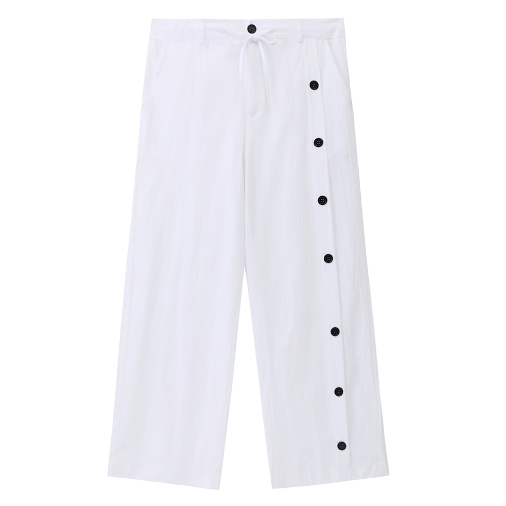 Per uomo Pantaloni di lino Pantaloni Pantaloni estivi Pantaloni da spiaggia A cordoncino Pulsante laterale Gamba dritta Liscio Comfort Traspirante Alla caviglia Informale Giornaliero Per eventi Di del 2025 a $27.99 –P1