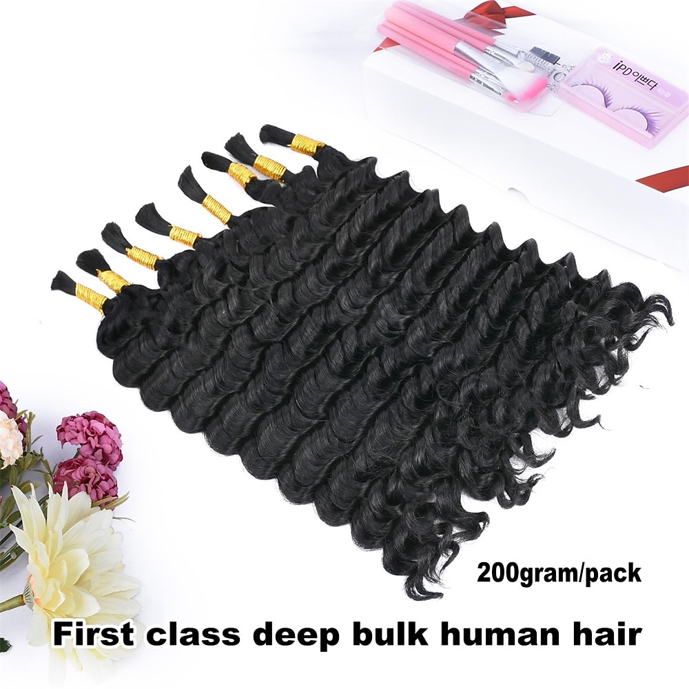 4 Bundle Deep Bulk Human Hair Braiding Hair Boho Human Braiding
