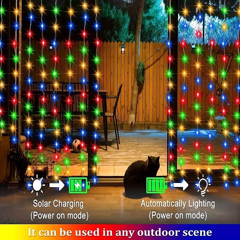 1pc Curtain Light Solar Waterproof Waterfall Fairy Tale Light String, Window Indoor Light for Wedding, Party, Christmas Decorative Light 2026 - $11.99 –P7