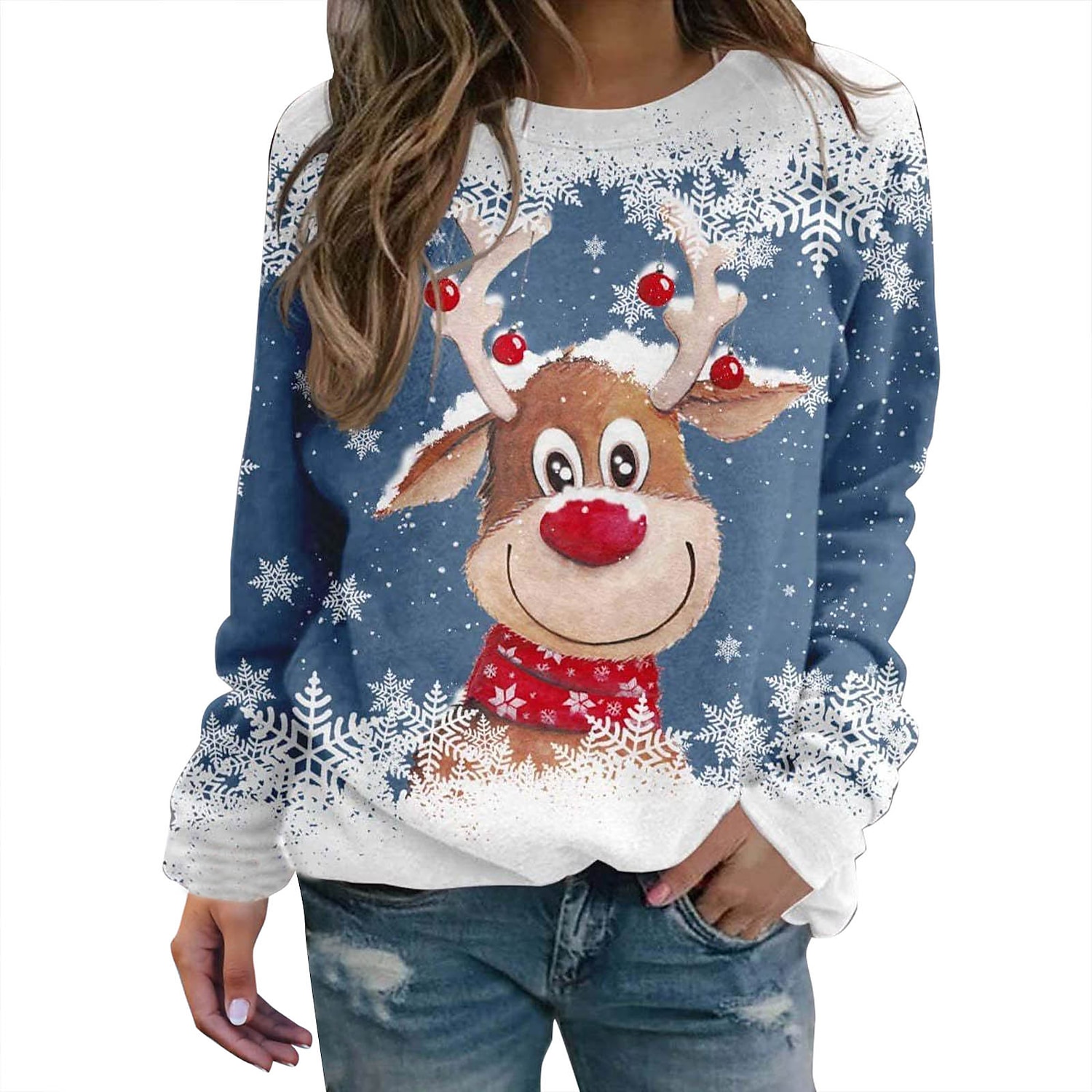 Navidad Reno Sudadera Pullover Sudadera navideña divertida Impresión 3D Estampado Gráfico Para Pareja Hombre Mujer Adulto Navidad Carnaval Mascarada Impresión 3D Fiesta Festival 2025 - $24.99 –P5