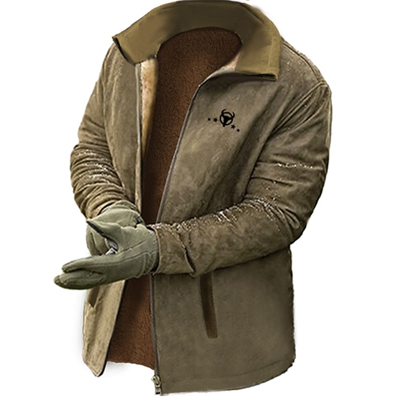 Męskie Graficzny Kowboj Bluzy Bluza na zamek Kurtka polarowa Odzież wierzchnia Długi rękaw Podkoszulek Kołnierz stawiany Codzienny Vintage Retro Urlop Święto Wyjściowe Polar Zima 2025 - $56.99 –P5