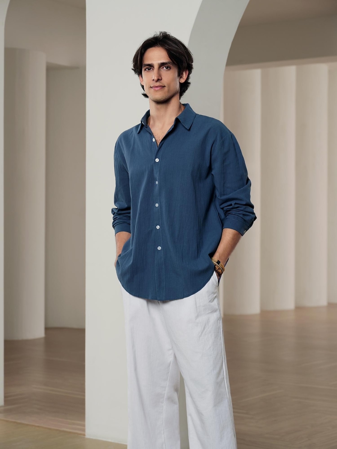 10% linne Button-Down Herr Skjorta linneskjorta Vit Rodnande Rosa Marinblå Långärmad Ensfärgat Krage Vår & sommar Ledigt Dagligen Kläder 2025 - $20.99 –P13