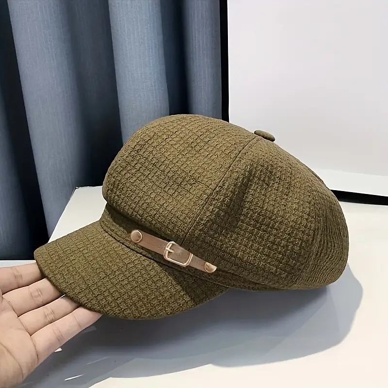 Bérets élégants en relief, casquette de béret classique de couleur unie de style britannique, chapeaux de journal respirants pour femmes, automne & hiver de 2025 ? $24.99 –P9
