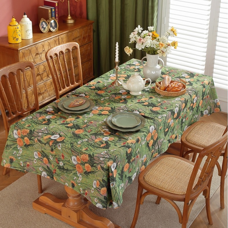 Rectangle Tablecloth Vintage Floral  Jacquard Table Cloths with Tassels Cotton Linen Table Covers for Dinner Parties Outdoor Decoration 2026 - $28.99 –P11