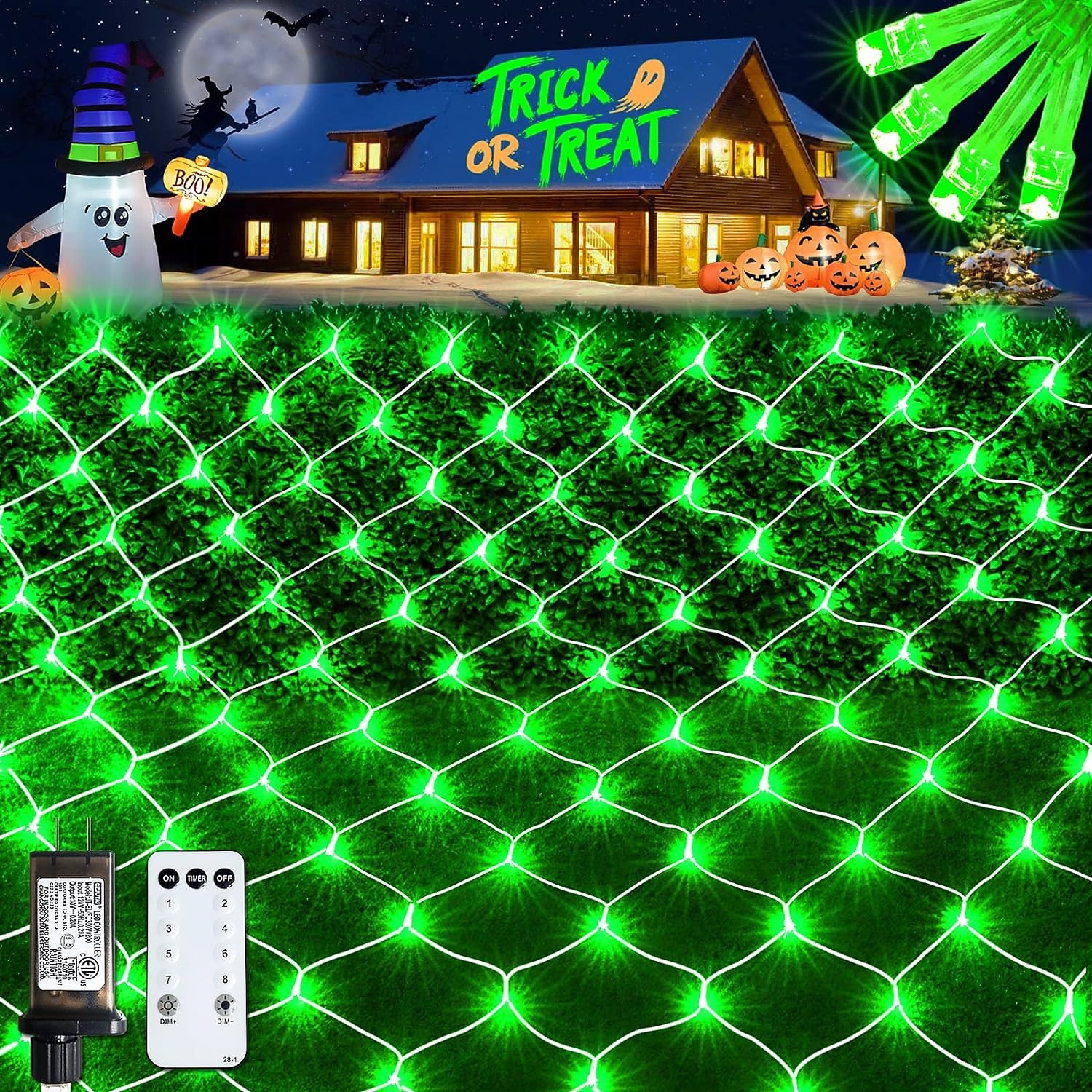 julepynt nettlys lavspent sikkerhetsplugg 8 funksjon fjernkontroll bryllup ferie halloween innendørs og utendørs dekorasjon 6 * 4m 672led/3 * 2m 192led/1,5 * 1,5m-96led 2025 - $37.99 –P7