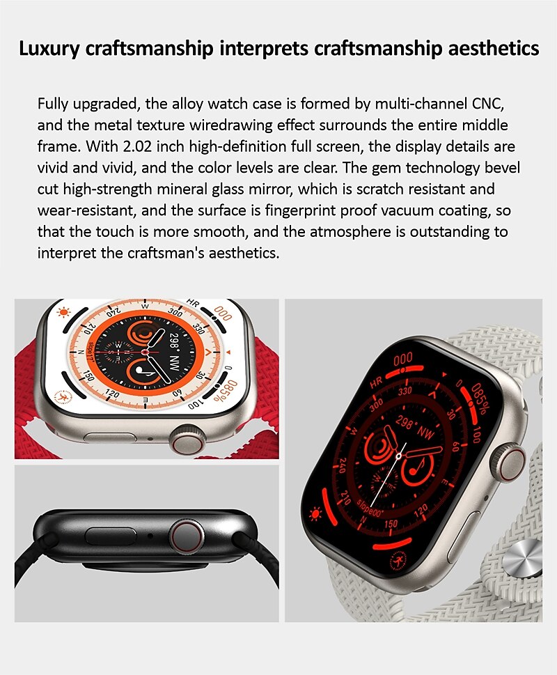 HK9 PRO MAX Smart Watch 2.02 inch Smartwatch Fitness Running Watch Bluetooth Pedometer Call Reminder Fitness Tracker Compatible with Android iOS Women Men Long Standby Hands-Free Calls Message 2025 - $59.99 –P7
