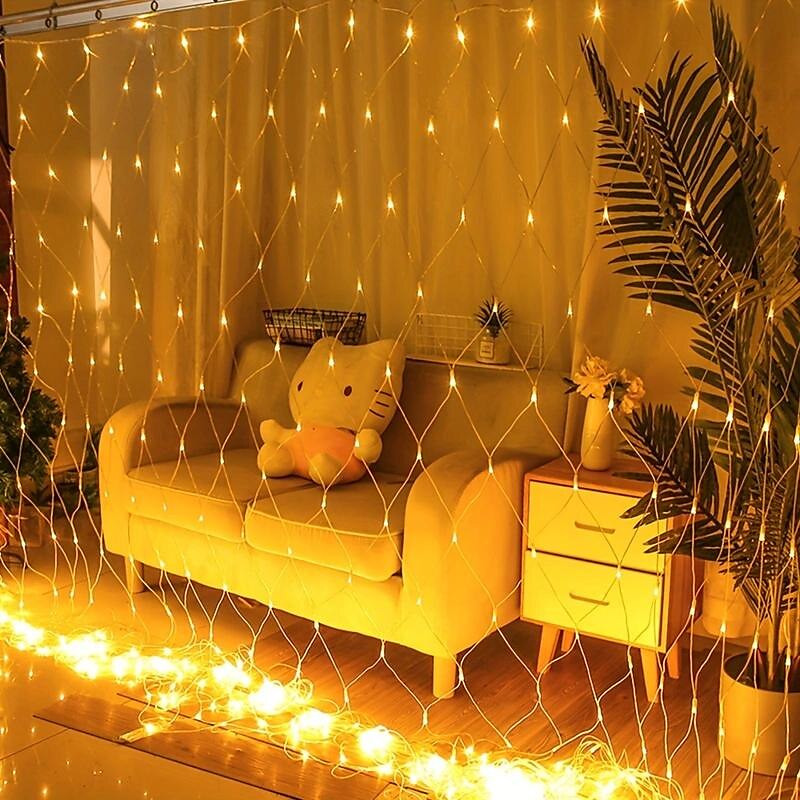 1,5m 3M 6m Lysslynger 96/192/672 LED EL Varm hvit Kjølig hvit Multifarget LED Net Mesh strenglys Halloween Solar Ferie 24 V 2025 - $30.99 –P8