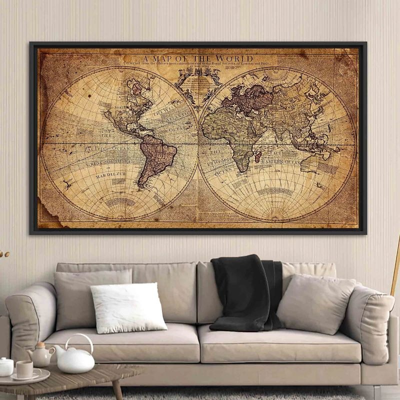 wereldkaart wordt afgedrukt kunst aan de muur moderne foto home decor muur opknoping cadeau gerold canvas ingelijste niet uitgerekt 2025 - $45.99 –P14