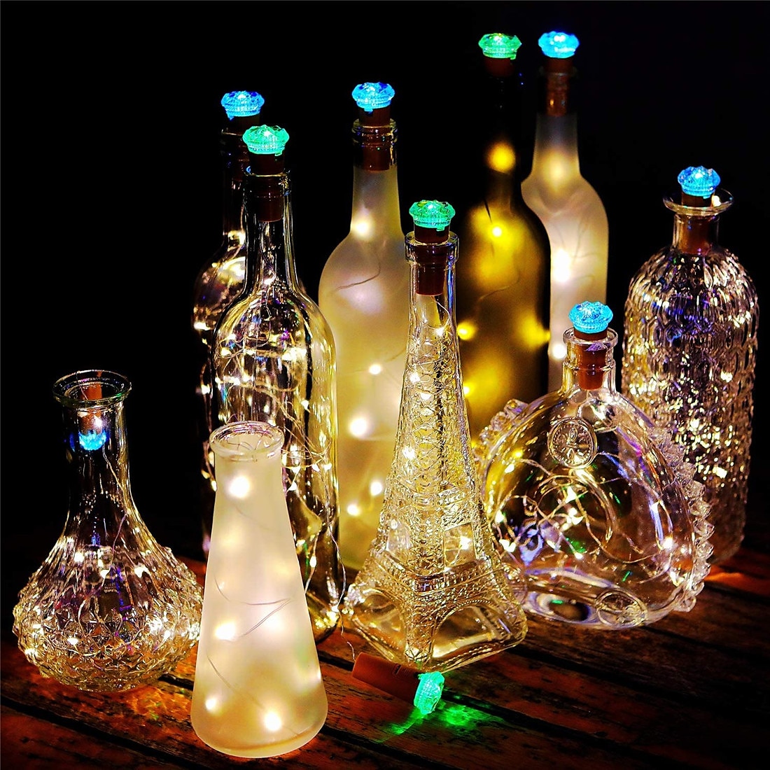 elegante festa di nozze ricevimento 20 confezioni luci per bottiglie di vino 2m con tappo di sughero – mini luci a led a batteria per fai da te casa giardino festival decor del 2025 a $27.99 –P6