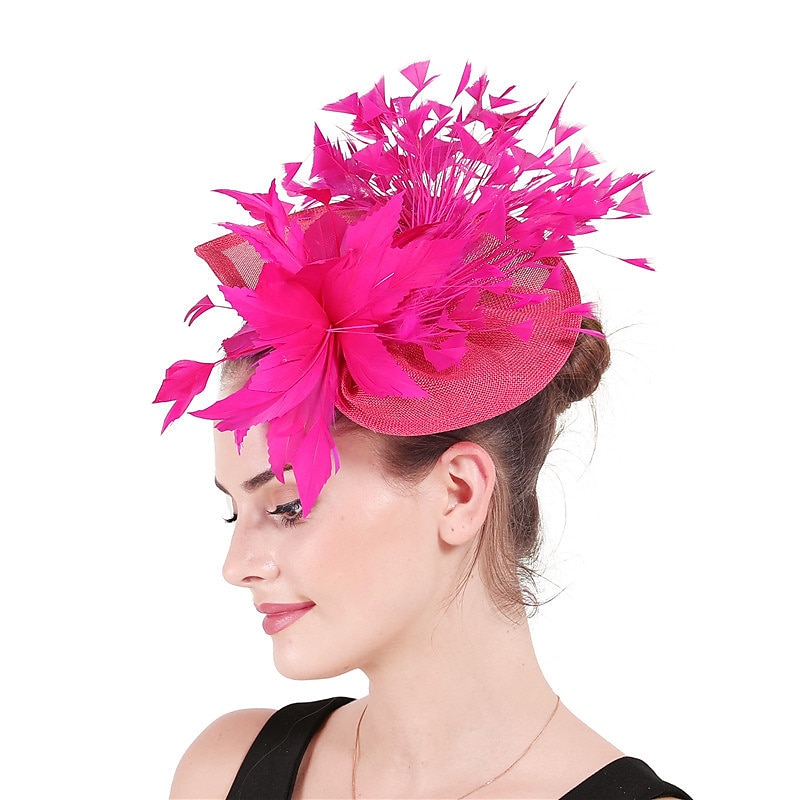 fascinators sinamay Häät Teekutsut Kentucky Derby Hevoskilpailu Naisten päivä Vintage Muoti Käsintehty Kanssa Sulilla Päähine Päähineet 2025 - $29.99 –P2