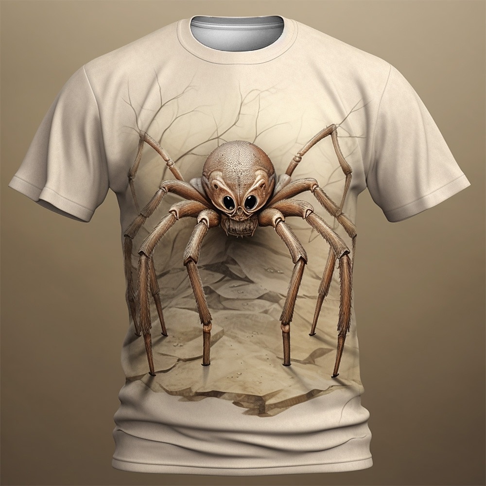 Halloween Herren Graphic Spinnen T Shirt Kurzarm T-Shirt 3D-Druck Rundhalsausschnitt Hemd Täglich Designer Retro Vintage Sports Outdoor Festtage Ausgehen Dunkelbraun Gelb Leicht Braun Frühling Sommer 2025 - $17.99 –P5