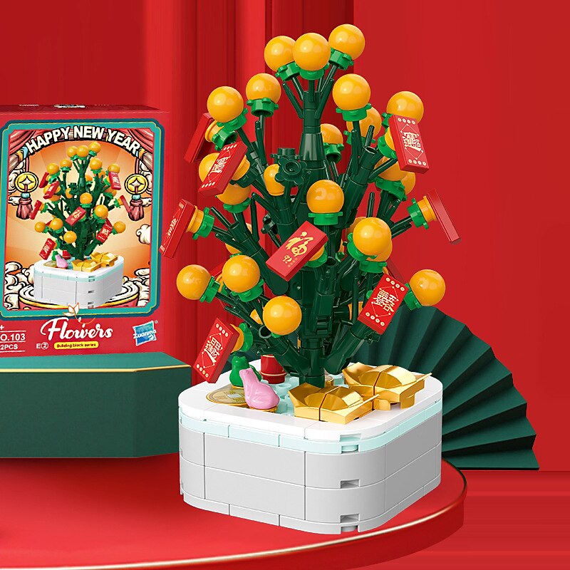 2025年 オレンジツリー新年チャイナシックギフト鉢植え子供 DIY 組み立てられた小さな粒子ビルディングブロックのおもちゃ  コレクション – $21.99 –P3