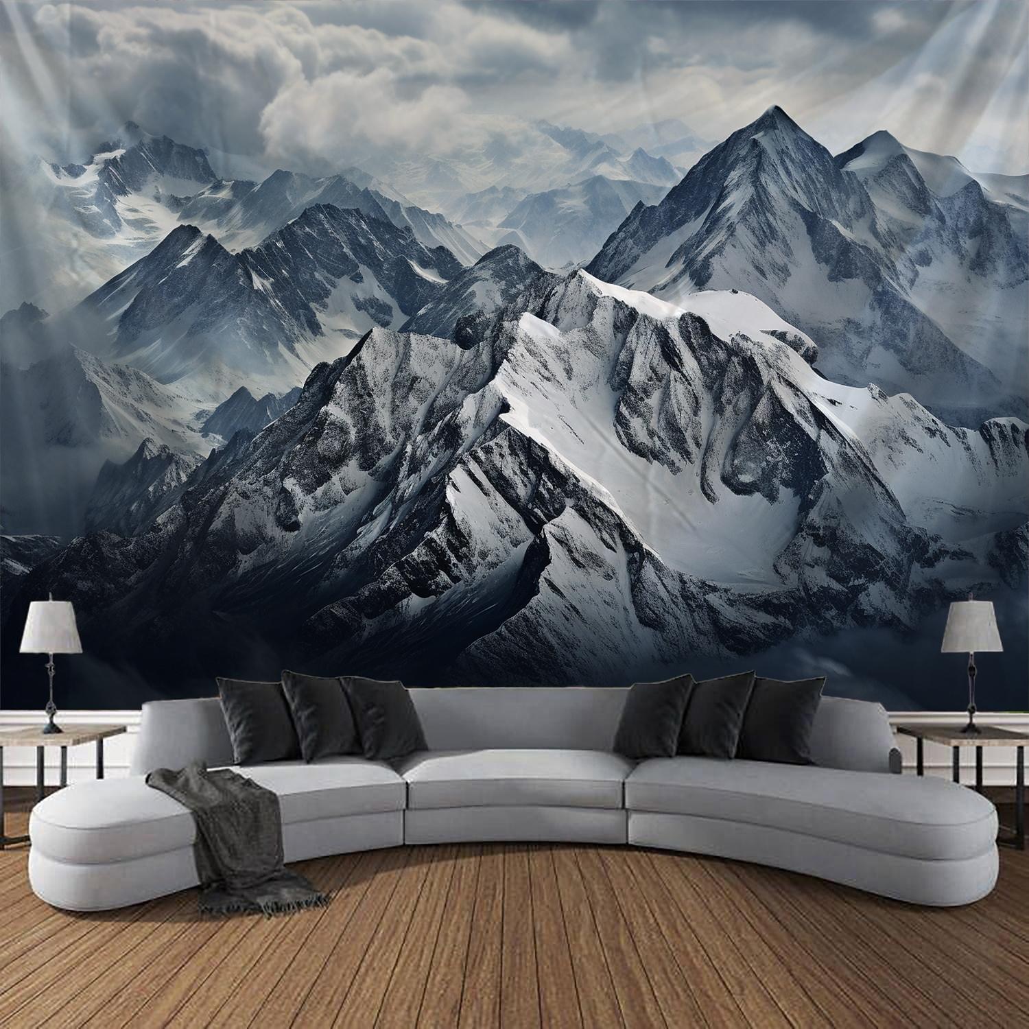 Tapiz colgante de montaña nevada, arte de pared, tapiz grande, decoración mural, fotografía, telón de fondo, manta, cortina, decoración para el hogar, dormitorio y sala de estar 2026 - $20.99 –P1