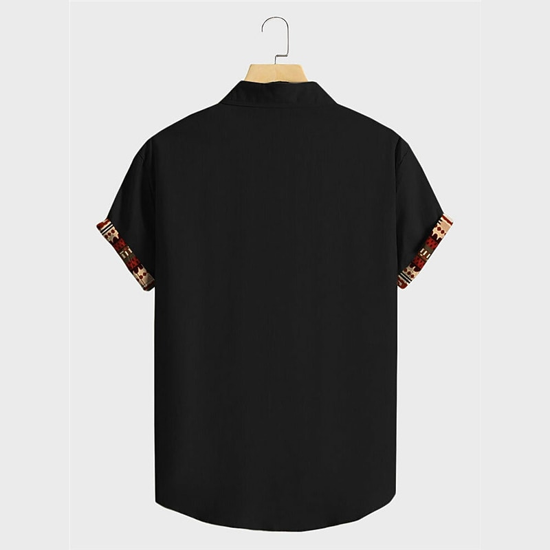 Hombre Tribal Étnico Impresión de pañuelo Camisa Abotonar la camisa Manga Corta Vintage Tribal Exterior Calle Casual Diario Otoño Cuello Vuelto Botones Estampado Negro Azul Marrón 2026 - $25.99 –P4