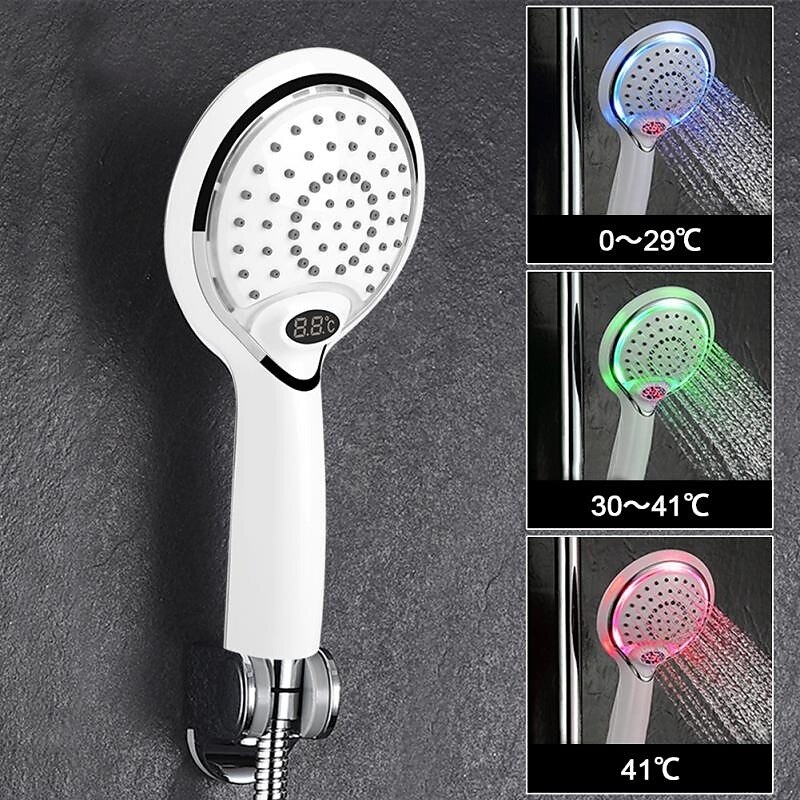 3 kleuren led-douchekop met temperatuur digitaal display wateraangedreven lcd-douchestraal 2025 - $48.99 –P2