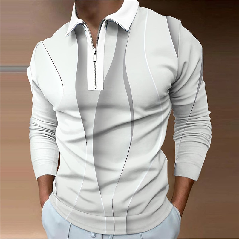 Hombre Geométrico Camisetas polo con cremallera Camiseta de golf Manga Larga Camisas de polo Camisas con cuello Casual Ropa de vacaciones Ropa formal Ropa de festival Impresión 3D Polo con cremallera 2026 - $25.99 –P2