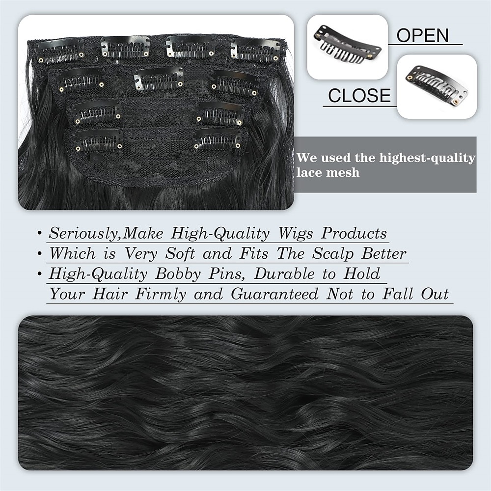 Synthetische uitbreidingen Klemmen Synthetisch haar Lang Haarextensies Clip-in 4 stuks Zacht Hittebestendig Pluizig Dames 2025 - $18.49 –P12