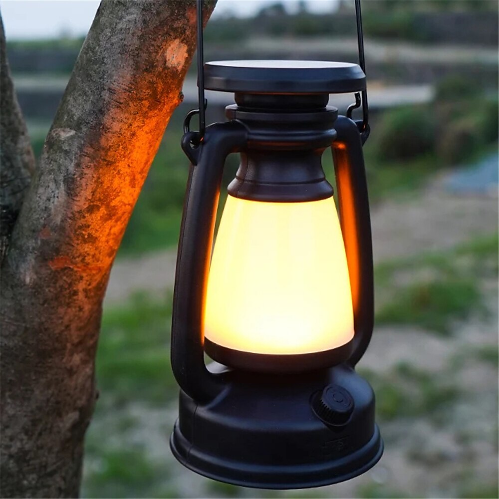New Retro Lamp Tri-Color Led Stepless Dimming Light Source Portable Hanging Solar Charging USB Camping Outdoor Lighting 1PC 2025 - $30.99 –P4