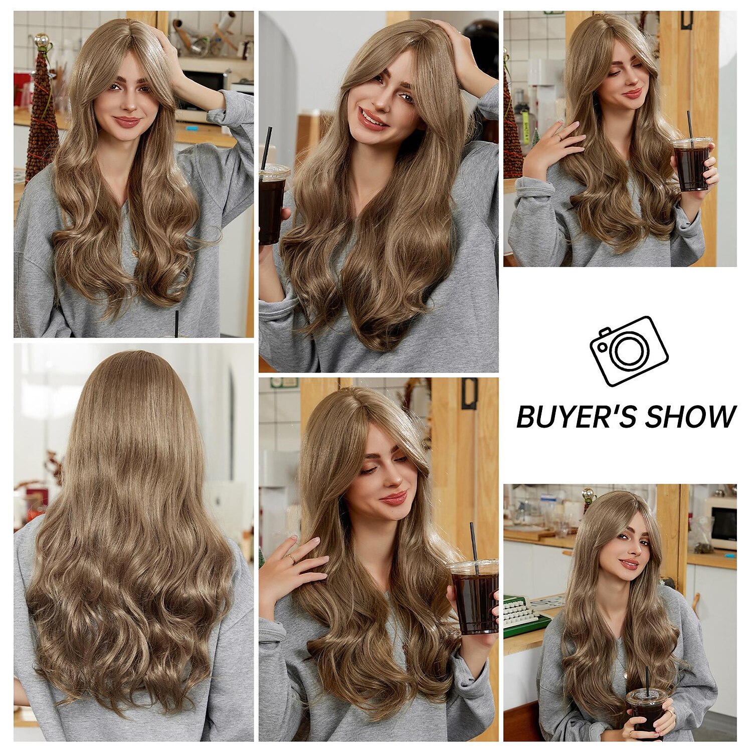 26 inch synthetische pruik damespruik blond lang golvend haar mode dagelijks feest cosplay 2025 - $26.99 –P7