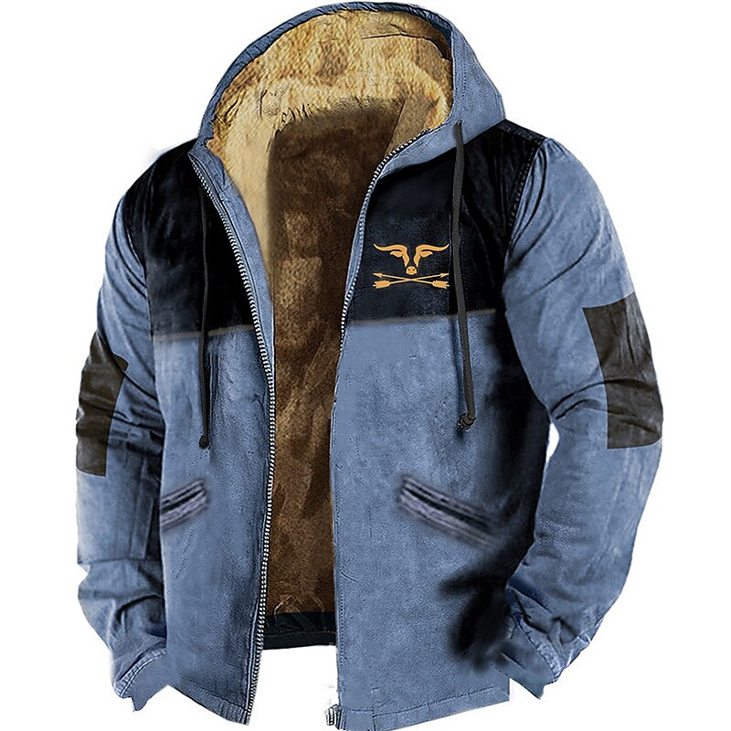 Men's Jacket Fleece Lining with Pockets Zipper Streetwear Sport Casual Warm  Coat