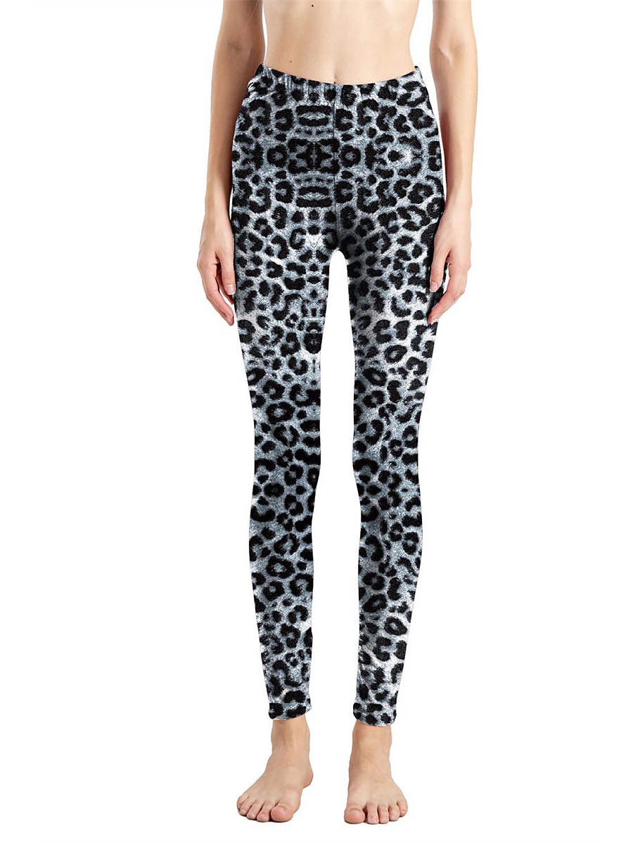 Women's Leggings Active Fashion Full Length High Waist Leopard Gradient Snake Print Elastic Waist Print Breathable Soft Comfortable Micro-elastic Outdoor Vacation Home Leopard Print 0358 blue and 2025 - $13.99 –P35
