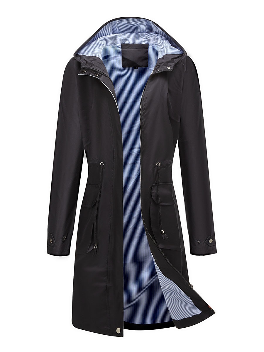 Dam Trenchcoat Utomhus Gata Dagligen Höst Vinter Lång Täcka Normal Regnsäker Håller värmen Andningsfunktion Stylish Nutida Ledigt Jacka Långärmad Slät Snörning Med fickor Svart Gul Vin 2025 - $62.99 –P7