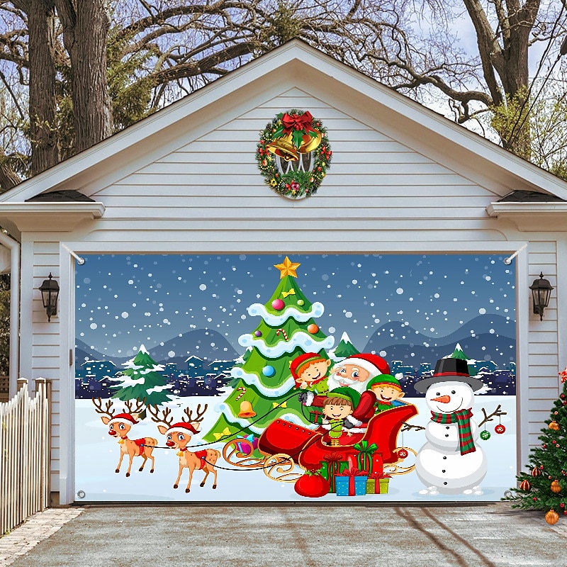 2025年 クリスマスガレージドアバナー、屋内屋外クリスマス休暇、幸せな背景、装飾カバー、クリスマス新年あけましておめでとうございますバナー、大型ドアカバー、クリスマス装飾 コレクション – $21.99 –P5