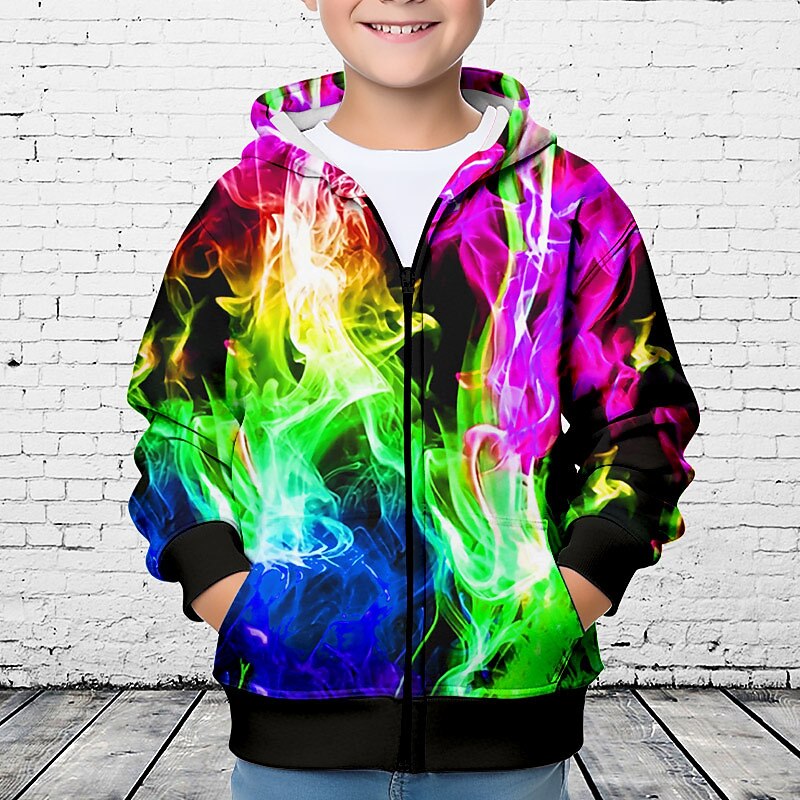 pojkar 3d grafisk huvtröja ytterkläder långärmad 3d-tryck höst vinter mode streetwear cool polyester barn 3-12 år utomhus casual daglig normal passform 2025 - $18.49 –P1
